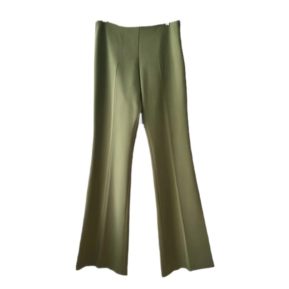 NWOT Trina Turk Vibrant Olive Green High Waisted Side Zip Flared Pants size 6 - Picture 13 of 13